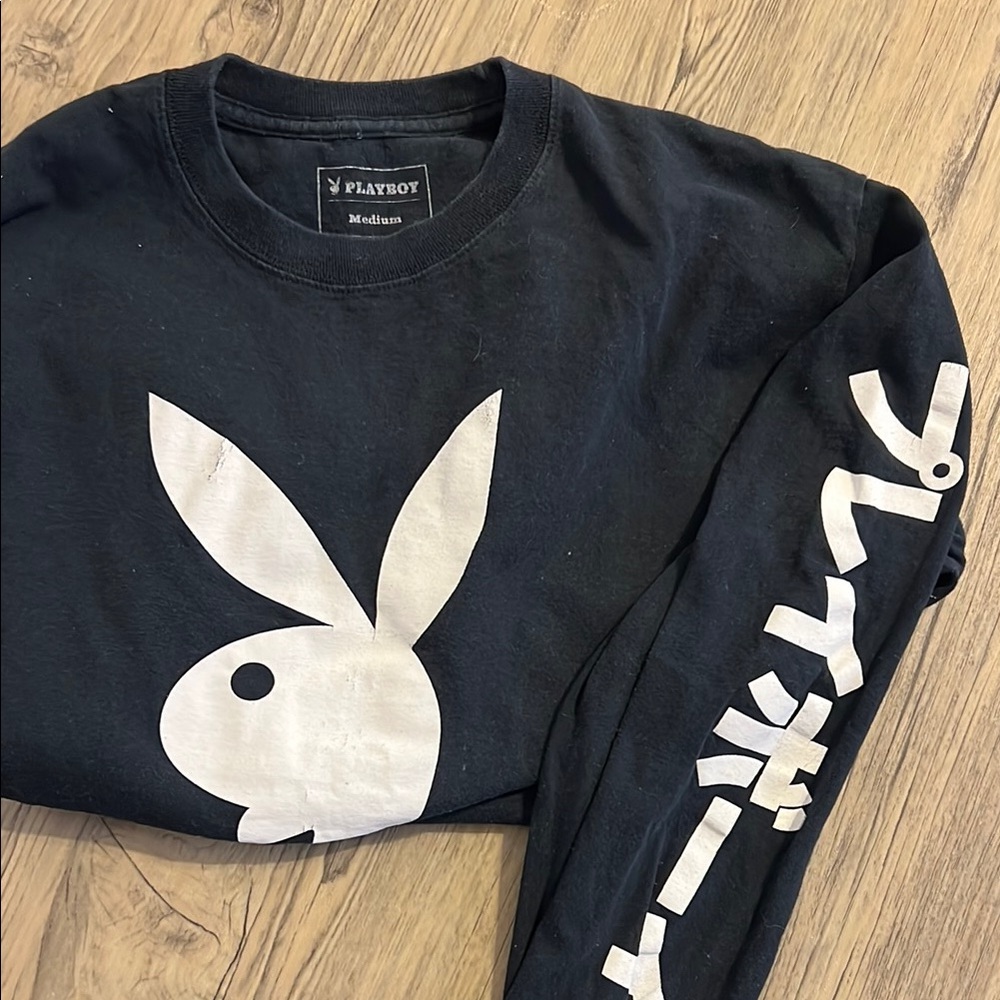Playboy Medium Black Graphic Long Sleeve Shirt